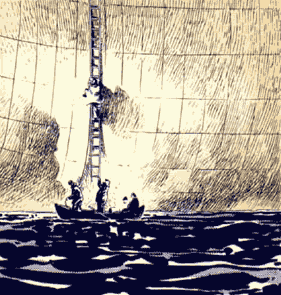 La gent del "Coln" examina el "Llanishen"...